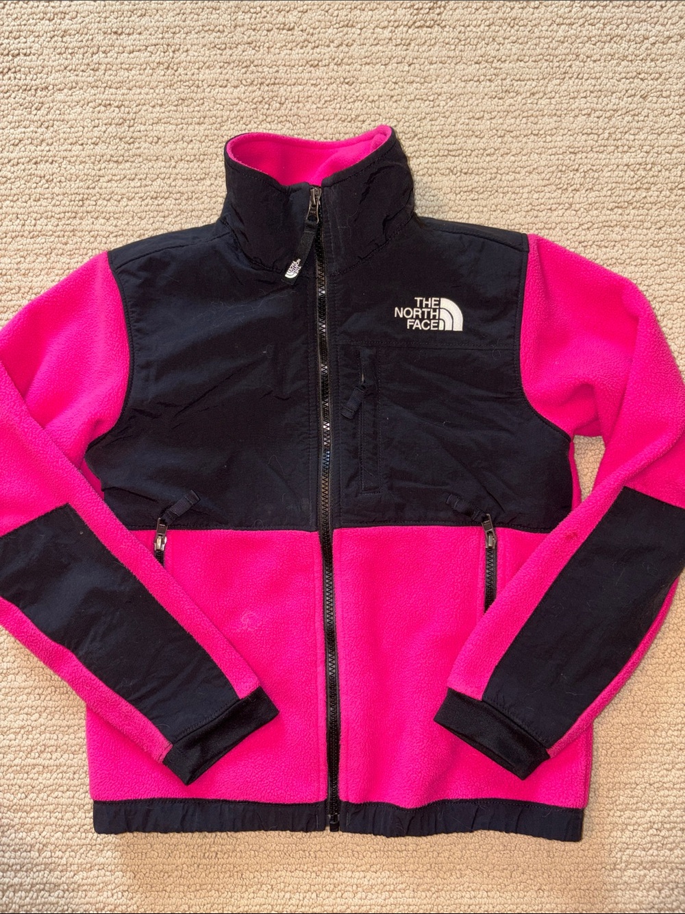 The North Face Kids' Hot Pink Black Denali Fleece Jacket size youth 7 8